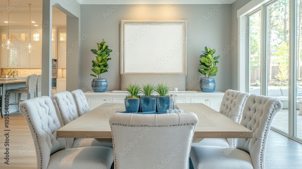 Traditional dining room with a blank serving tray. Traditional dining room with a blank serving tray.