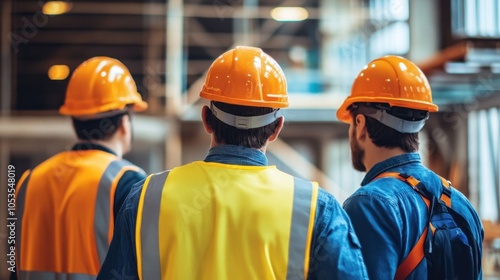 Construction Workers in Safety Gear at Building Site