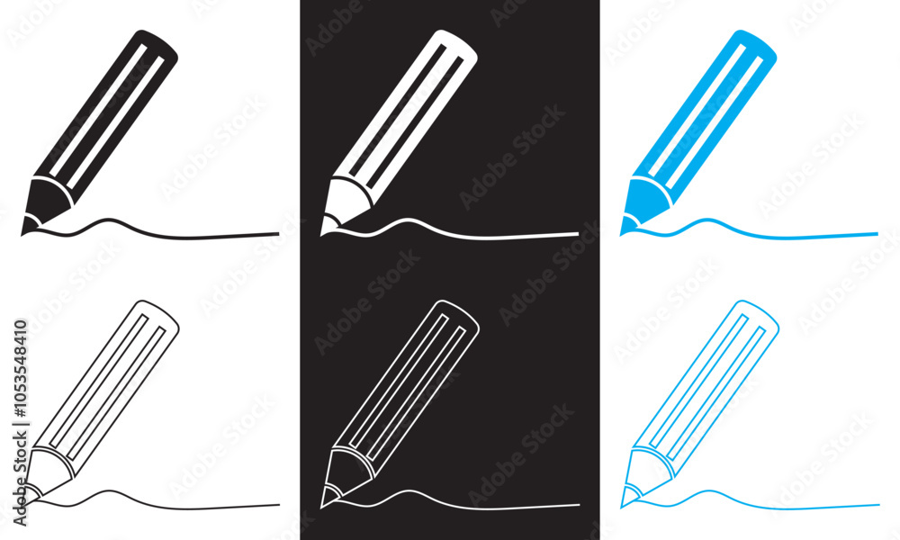 Icon design with pencil symbol, Outline and Filled Vector Sign. suitable for educational or editing tool symbols .isolated on white and black background. Vector illustration. EPS 10 Icon design with pencil symbol, Outline and Filled Vector Sign. suitable for educational or editing tool symbols .isolated on white and black background. Vector illustration. EPS 10