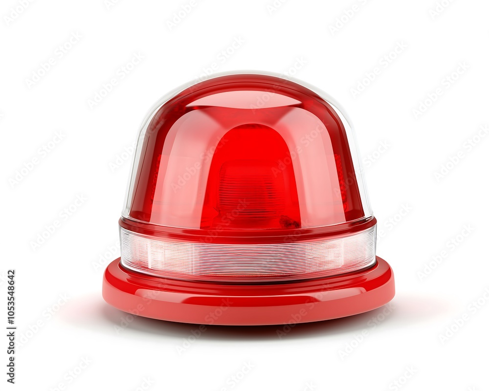 Fototapeta premium red emergency siren isolated on white background