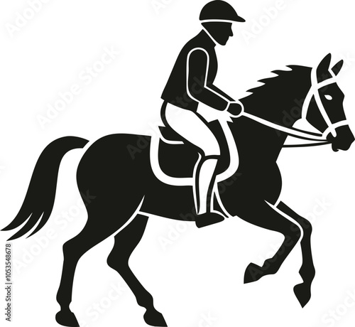 Horse Rider vector silhouette icon with Transparent Background Clipart.