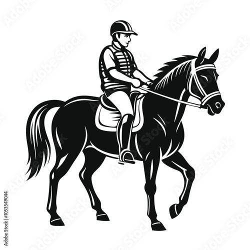 Horse Rider vector silhouette icon with Transparent Background Clipart.