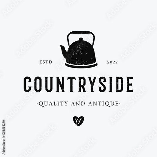 Vintage retro rustic kettle logo template design with premium quality.