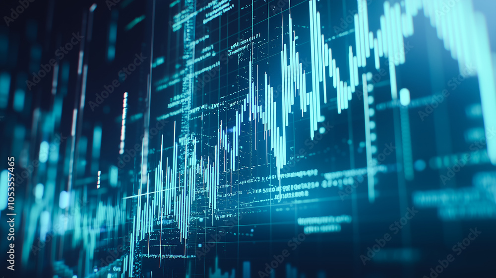 High-tech finance display with neon blue data lines and rising graph, futuristic digital dashboard High-tech finance display with neon blue data lines and rising graph, futuristic digital dashboard