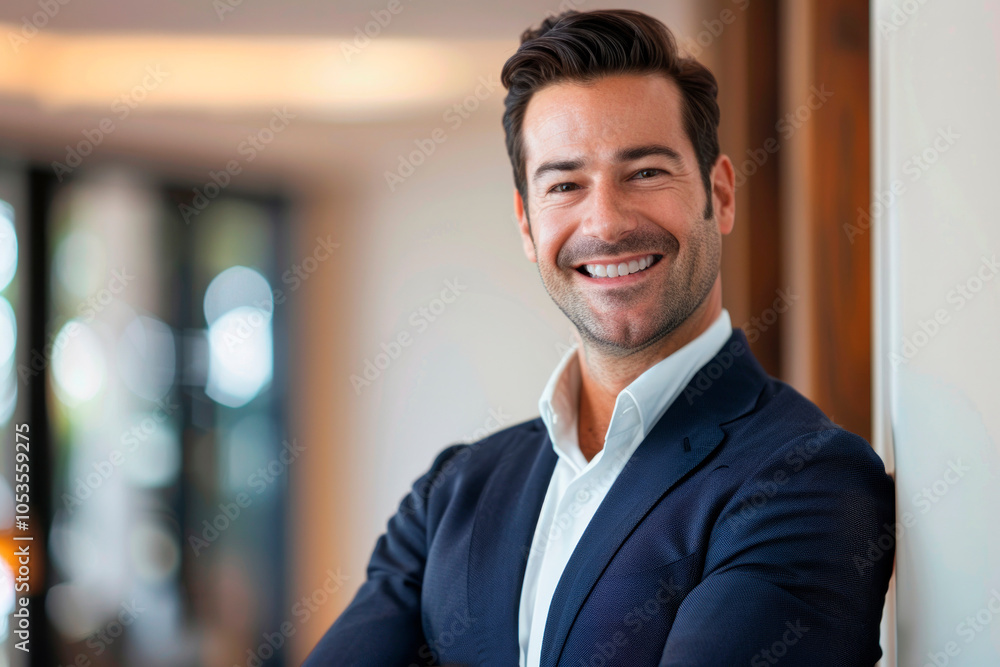 Confident businessman with a friendly smile. Generative AI image