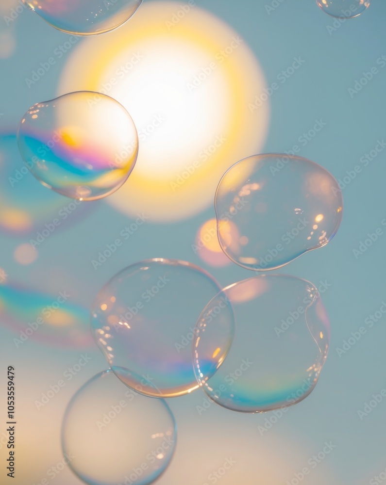 Delicate Bubbles with Glowing Sunlight Background. Delicate Bubbles with Glowing Sunlight Background.