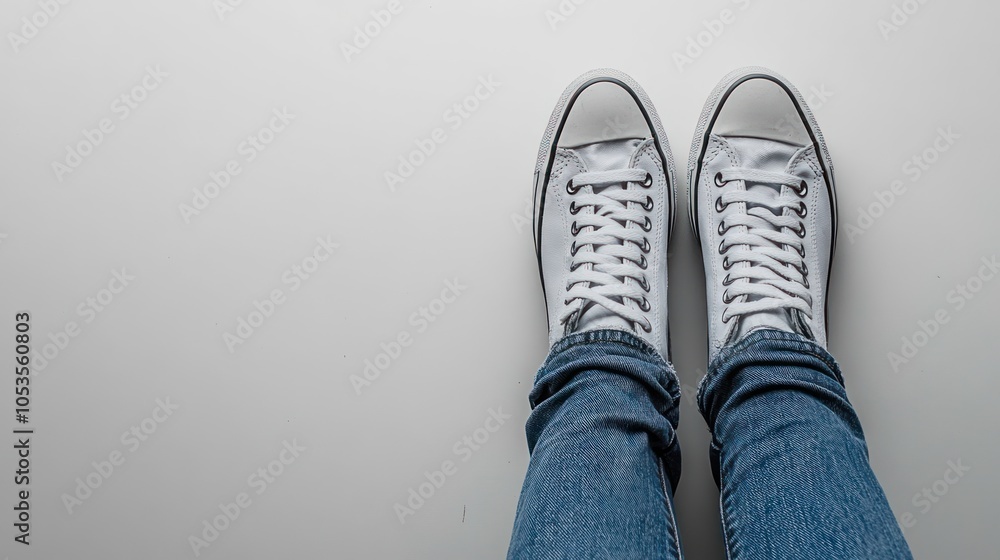 White Canvas Sneakers with Blue Jeans White Canvas Sneakers with Blue Jeans