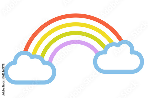 Rainbow weather png icon, line art design, transparent background