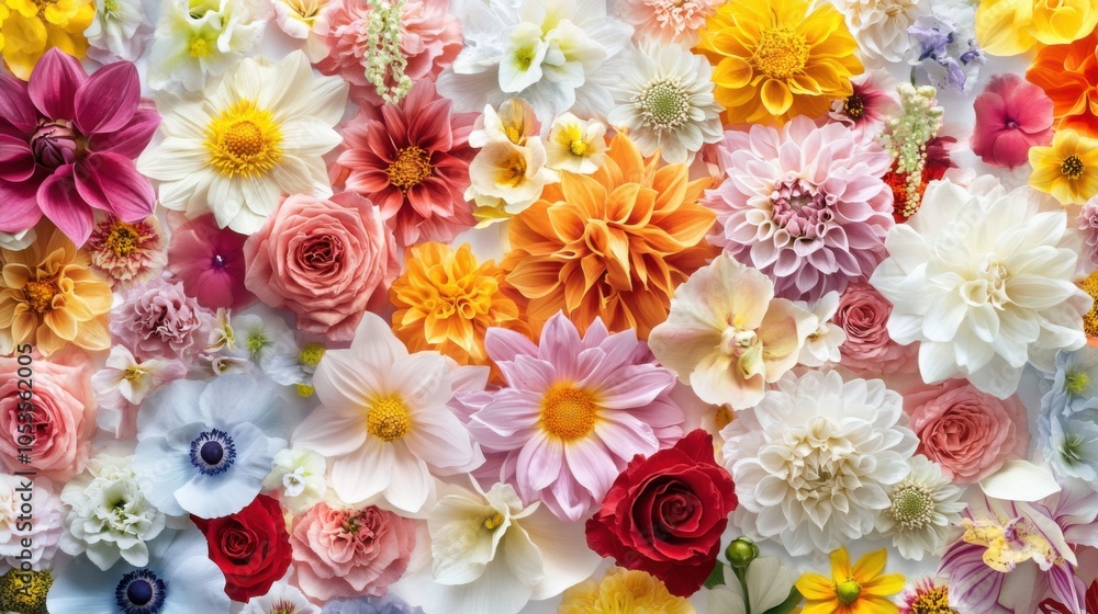 Beautiful flowers white background banner. Generative AI Beautiful flowers white background banner. Generative AI