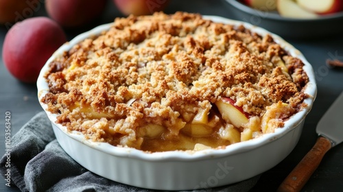 Warm apple and pear crumble