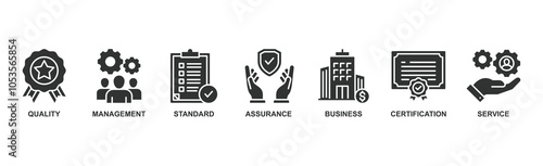 ISO 9001 banner web icon vector illustration concept with icon