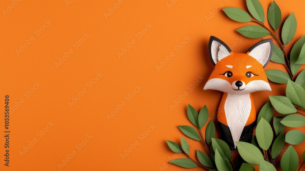 Cute fox illustration with vibrant background Cute fox illustration with vibrant background