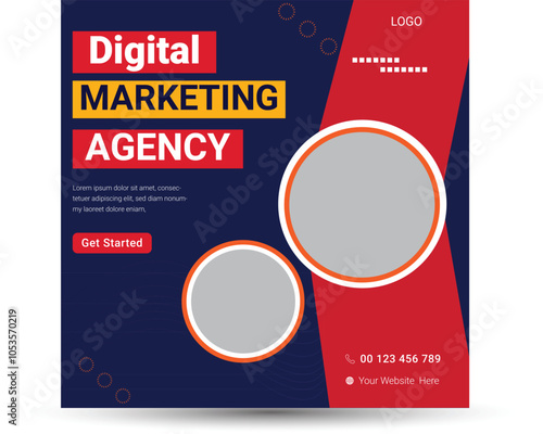 Digital Marketing agency social media post template. Social media ads vector templates fully editable, advertising design, digital marketing and corporate social media Instagram post photo