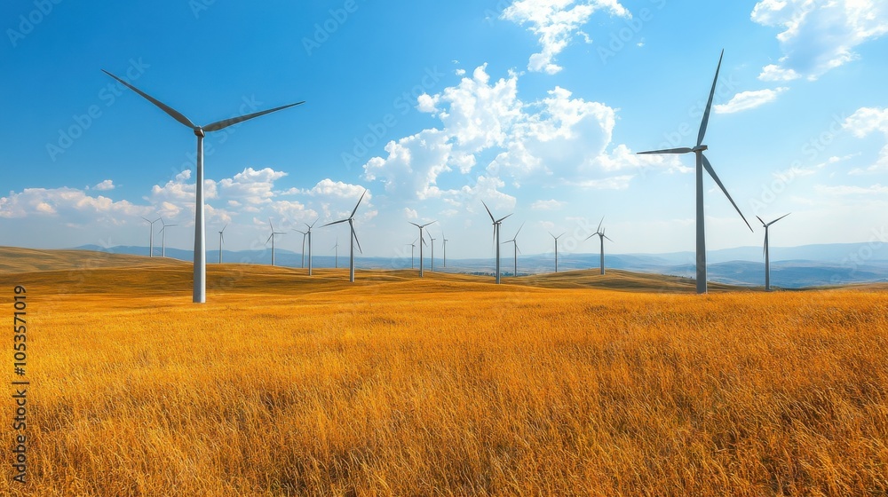 Wind turbines in a high plain. Wind turbines in a high plain.