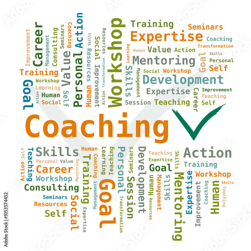 Nuage de Mots Coaching en Anglais - Multiples Couleurs