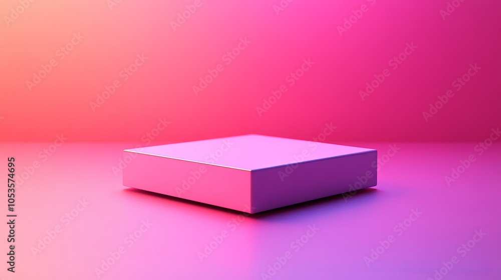 A square box is sitting on a pink background A square box is sitting on a pink background