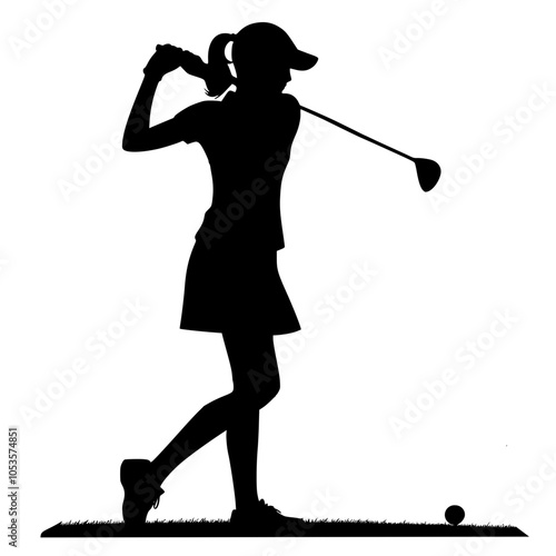 Female golf player silhouette . woman golfer silhouette