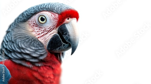 Realistic African Grey Parrot Isolated on White Background