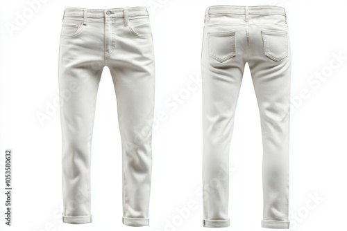 White classic jeans on white background