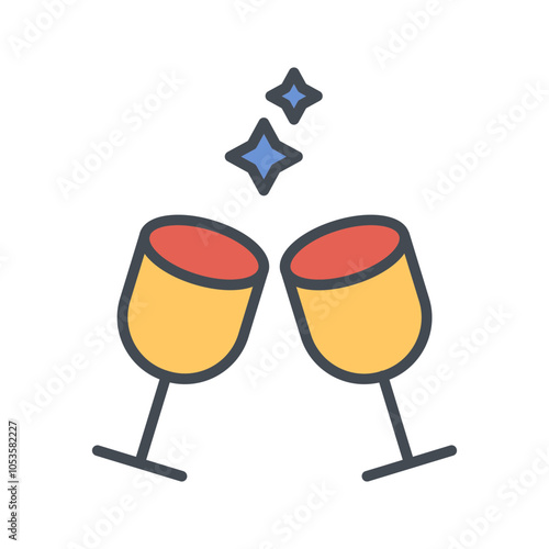 Wine Glasses Vector Icon