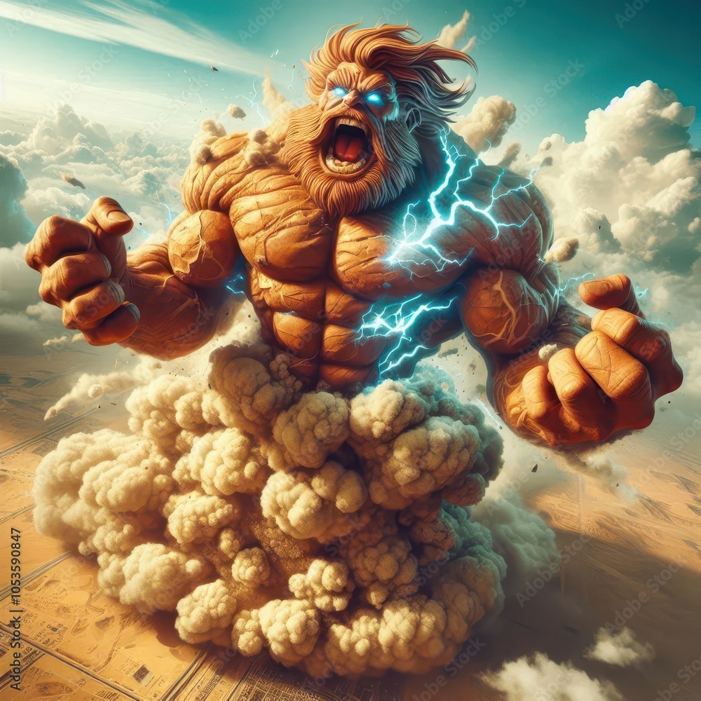 Ai generated illustration of a human flying monster in the form of a ...