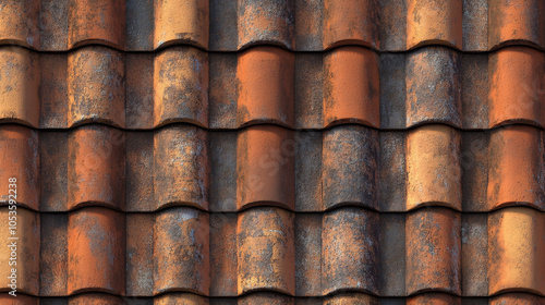 Realistic clay roof tile texture