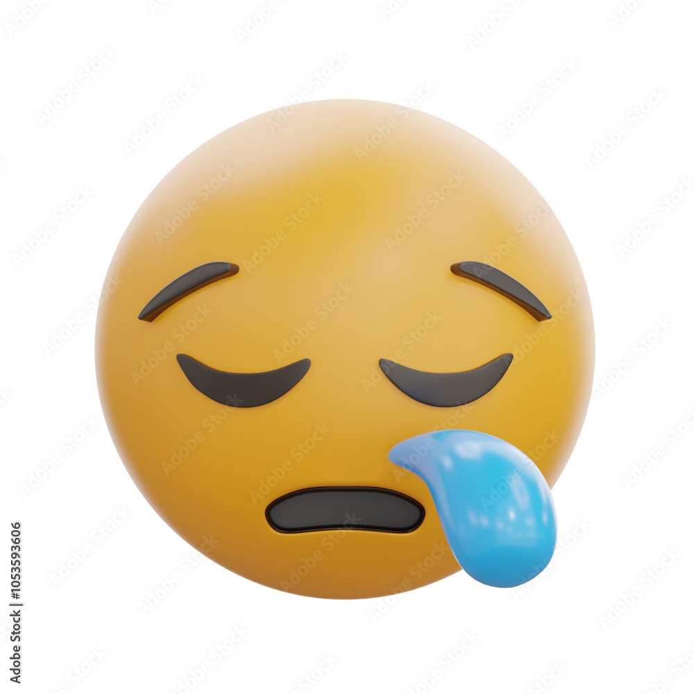 3D Sleepy Face Emoji with Drool 3D Sleepy Face Emoji with Drool