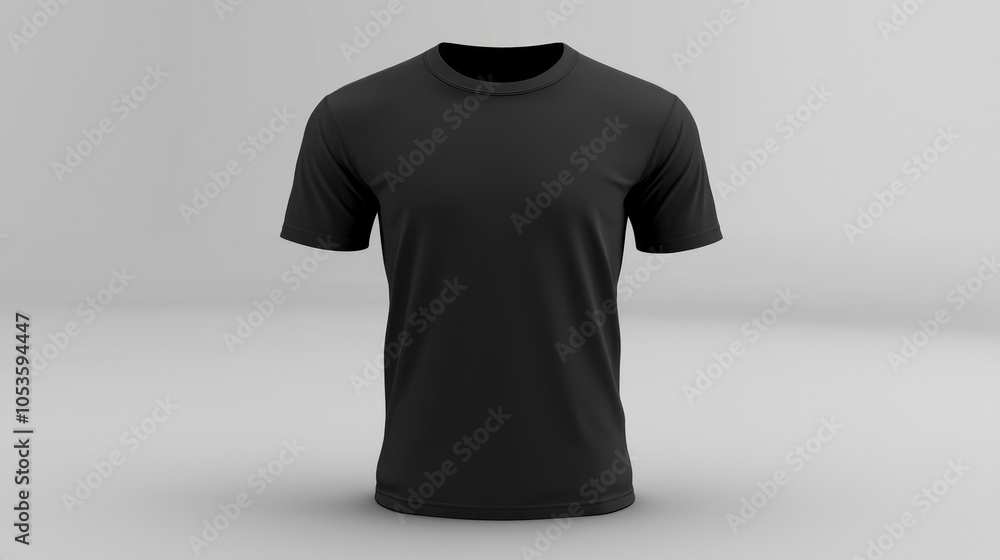 Black Crew Neck T-Shirt on Plain Background Black Crew Neck T-Shirt on Plain Background