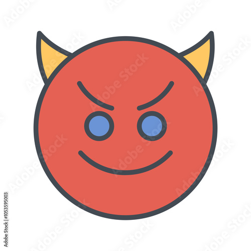Smiling Face with Horns Vector Icon