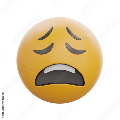 3D Weary Face Emoticon Emoji Expression