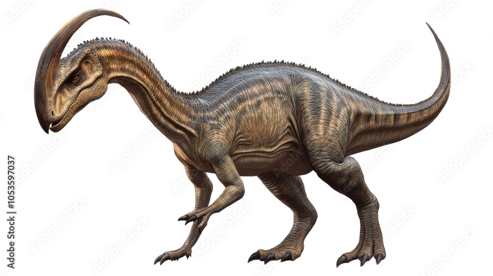 Fototapeta premium Tyrannosaurus rex isolated on a white background, showcasing this gigantic prehistoric dinosaur as a toy-like illustration