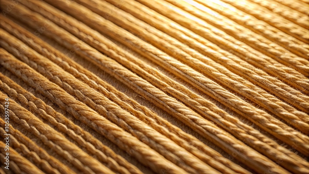 Closeup of Parallel Rows of Twisted Natural Fiber Ropes, Sunlight Illuminating Subtle Variations in Texture Closeup of Parallel Rows of Twisted Natural Fiber Ropes, Sunlight Illuminating Subtle Variations in Texture