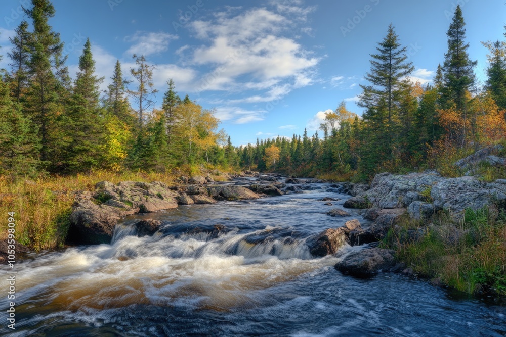 A serene image of a river flowing through a dense and vibrant green forest, perfect for use in nature and outdoor-themed projects A serene image of a river flowing through a dense and vibrant green forest, perfect for use in nature and outdoor-themed projects
