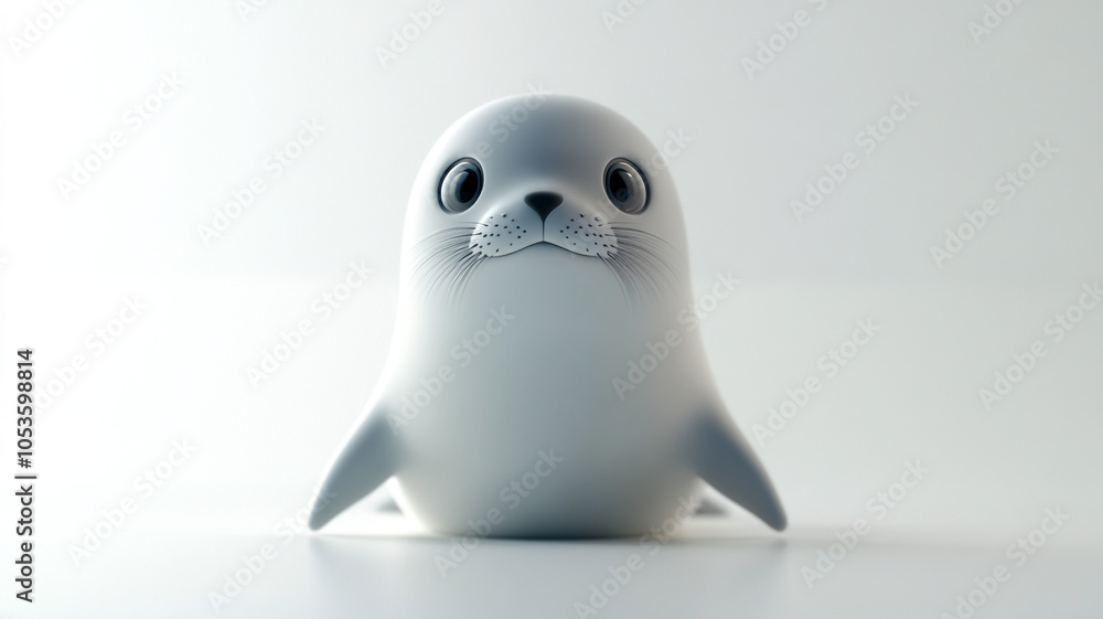 Cute cartoon seal character sitting on a simple background during a calm studio photoshoot Cute cartoon seal character sitting on a simple background during a calm studio photoshoot