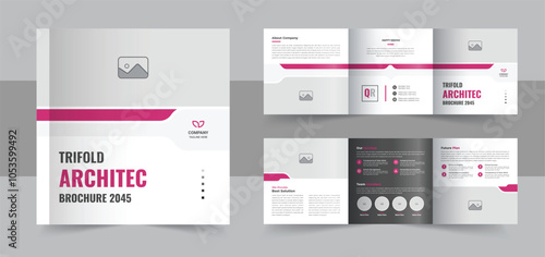 Modern architecture square trifold brochure template design or Square trifold architecture design brochure layout