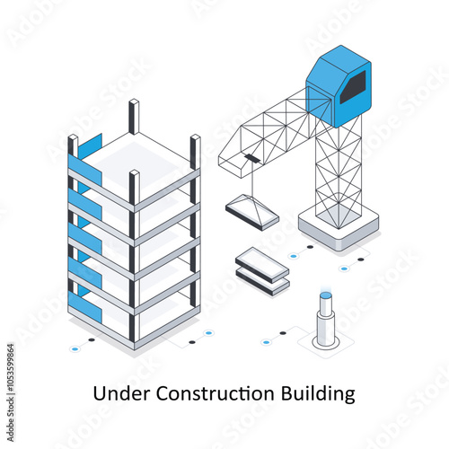 Under Construction Building isometric stock illustration. EPS File stock illustration