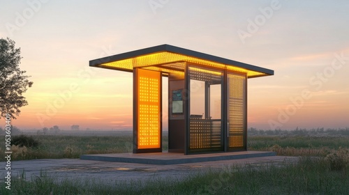 Solar-powered ticket booth.