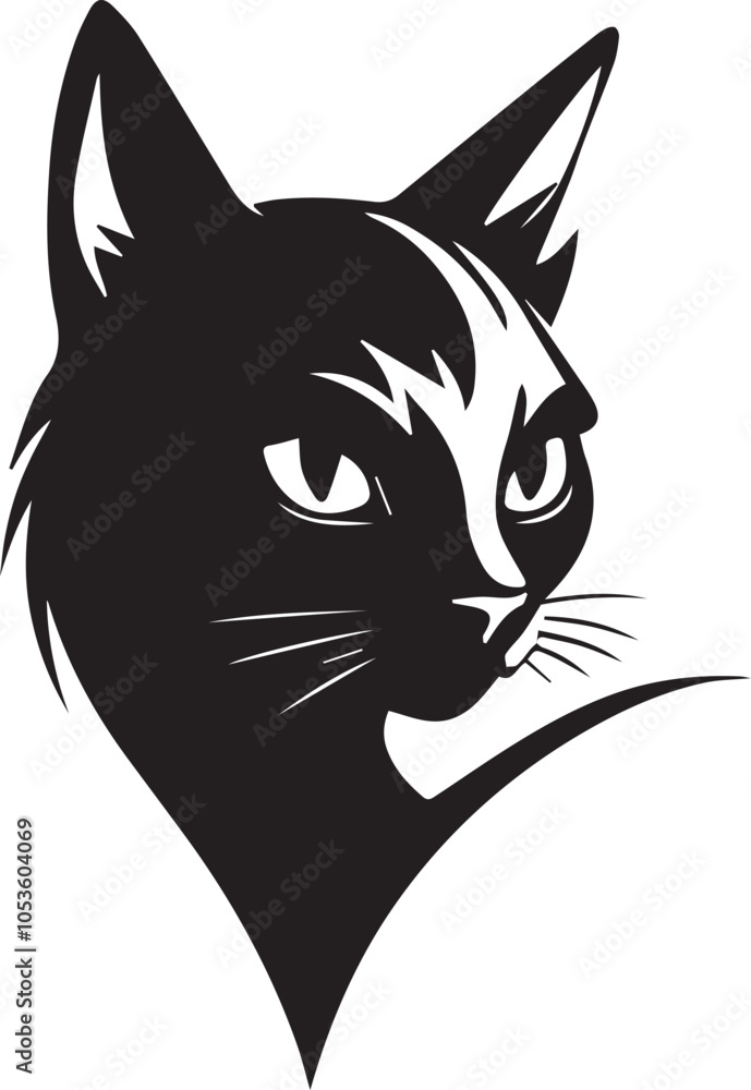 Fototapeta premium silhouette black cat icon logo design white background