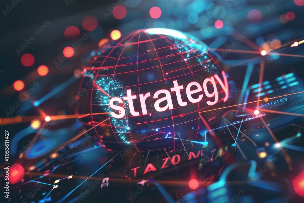 Naklejka premium Global Strategy with Digital Network