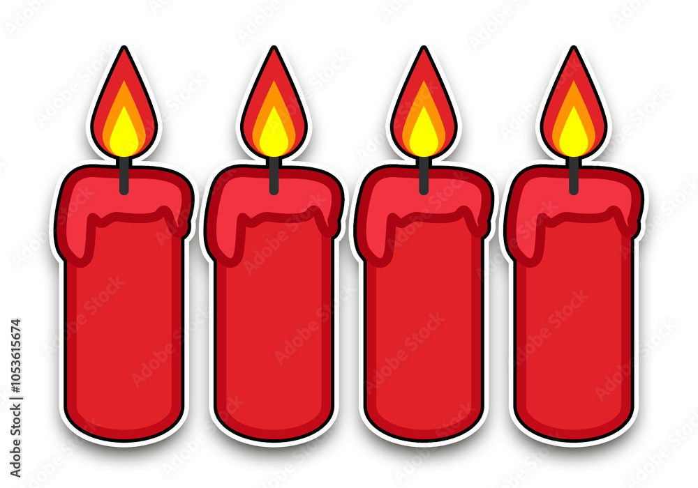 Pegatinas de velas rojas de navidad Pegatinas de velas rojas de navidad