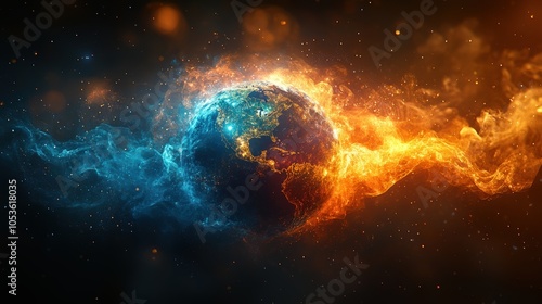 Earth Surrounded by Fiery and Icy Elements