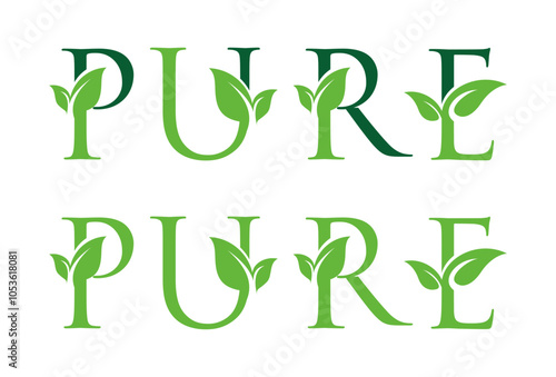 pure leaf latter nature logo template