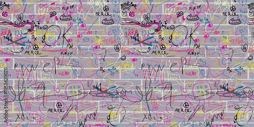 seamless pattern with graffiti wall. element for poster design print postcard banner wallpaper wrapping backdrop background textile