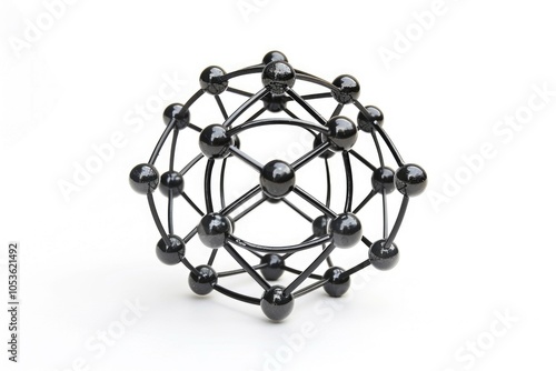 A 3D structure composed of interconnected black spheres