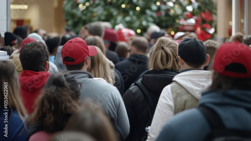 Wallpaper Mural Crowd of shoppers gathered indoors during Black Friday sales event... Torontodigital.ca