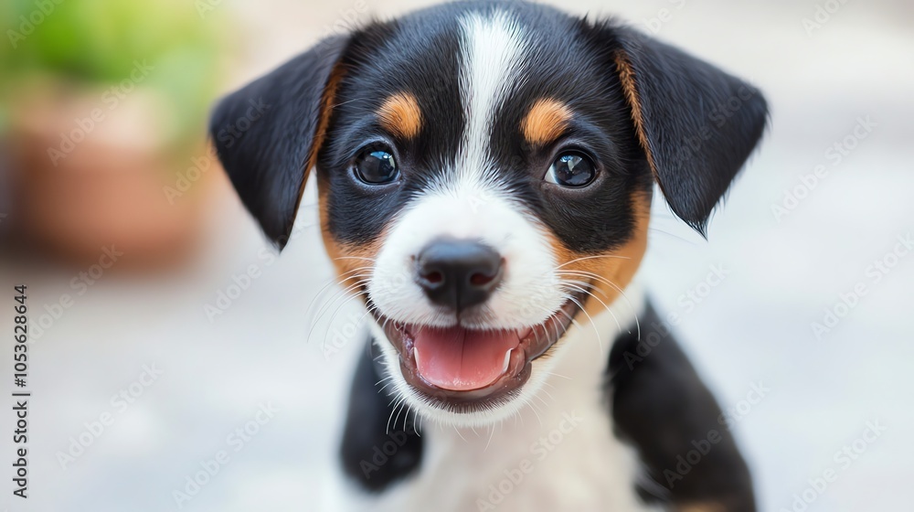 A close-up of a dog's face, looking directly at the camera. A close-up of a dog's face, looking directly at the camera.
