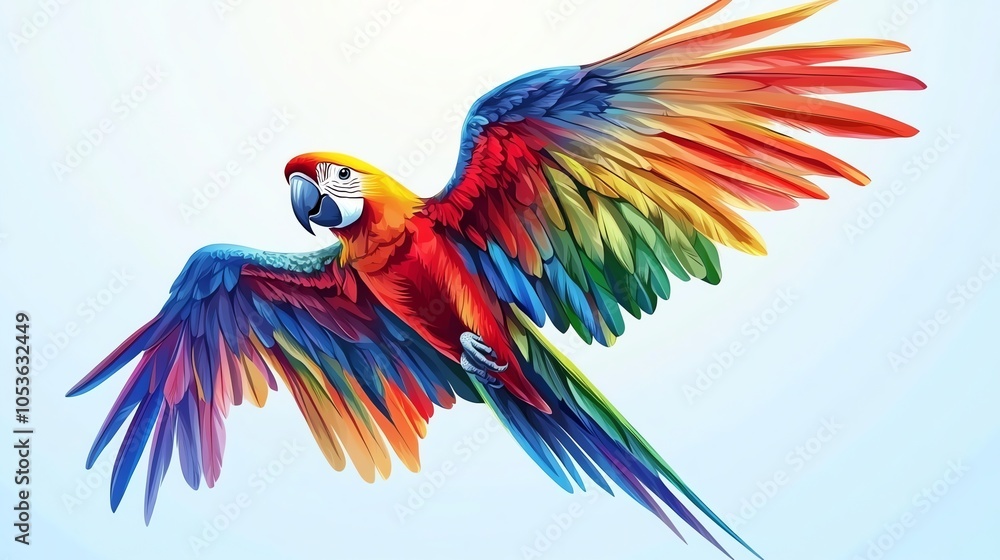 Fototapeta premium A colorful parrot in flight.