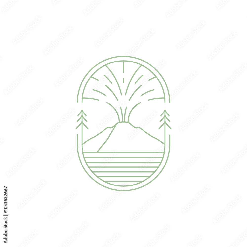 Mountain outdoor view line logo design vector Mountain outdoor view line logo design vector