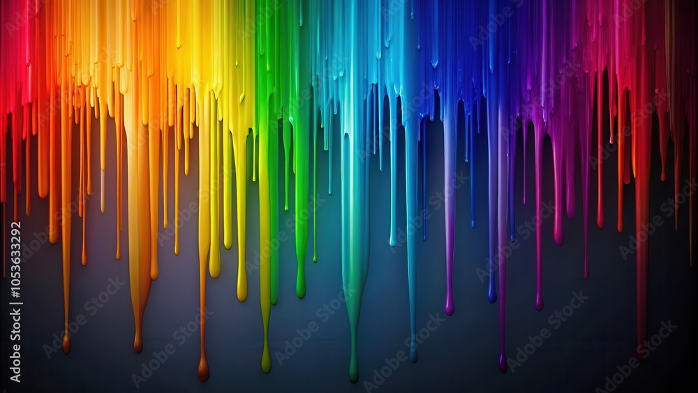 Vibrant Rainbow Dripping Paint Abstract Art on Dark Background with Colorful Paint Drips Vibrant Rainbow Dripping Paint Abstract Art on Dark Background with Colorful Paint Drips