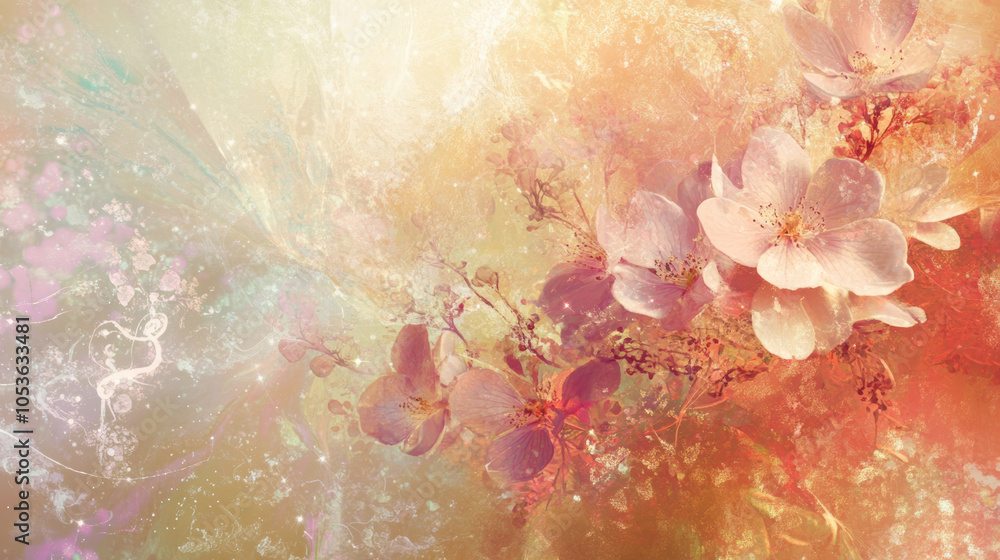 Ethereal flower patterns create whimsical and enchanting scene Ethereal flower patterns create whimsical and enchanting scene